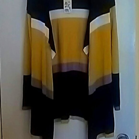 New Cherie Bliss Horizontal Stripe Waterfall Style Open Front Cardigan O/S - Picture 1 of 12